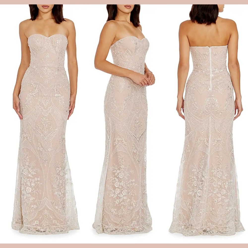 NEW Dress The Population [ Small ] Sheridan Strapless Beaded Mermaid Gown Q1277‎